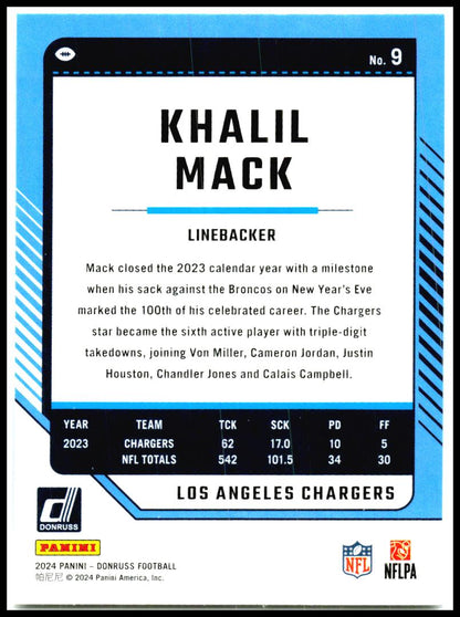 2024 Donruss #9 Khalil Mack Los Angeles Chargers