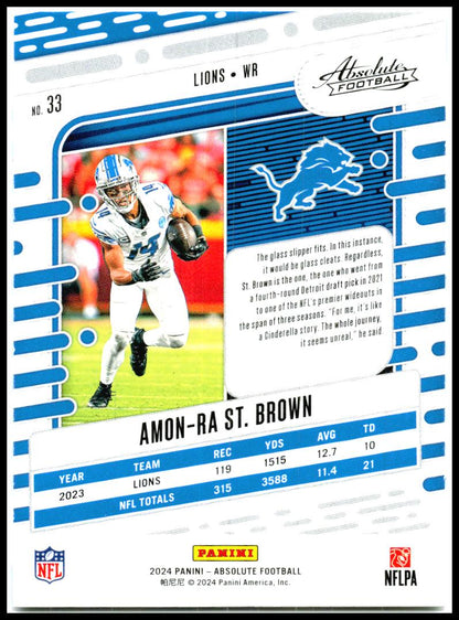 2024 Panini Absolute #33 Amon-Ra St. Brown Detroit Lions