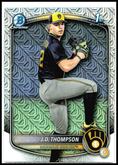 2025 Bowman Draft Chrome Mojo Refractor #BDC-14 JD Thompson Milwaukee Brewers