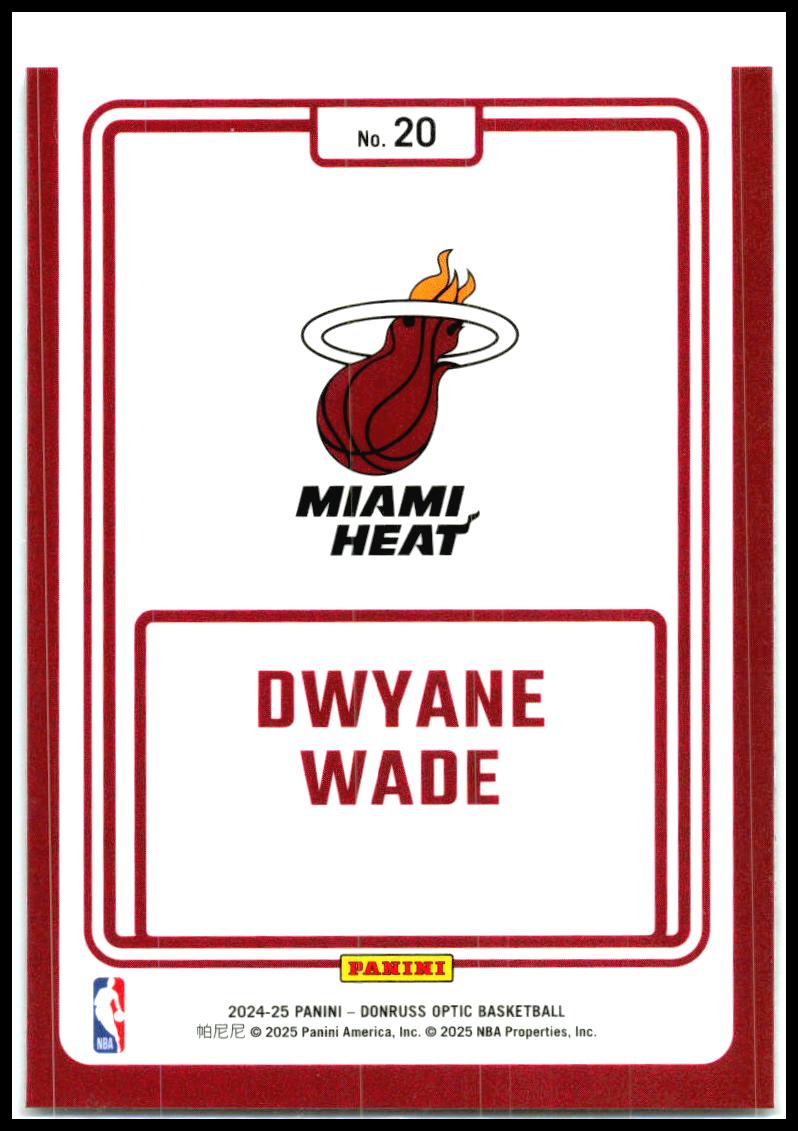 2024-25 Donruss Optic Winner Stays #20 Dwyane Wade Miami Heat