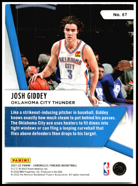 2021-22 Panini Chronicles #87 Josh Giddey Rookie Oklahoma City Thunder