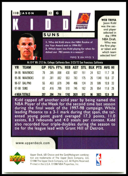 1998-99 UD Choice Preview #110 Jason Kidd Phoenix Suns
