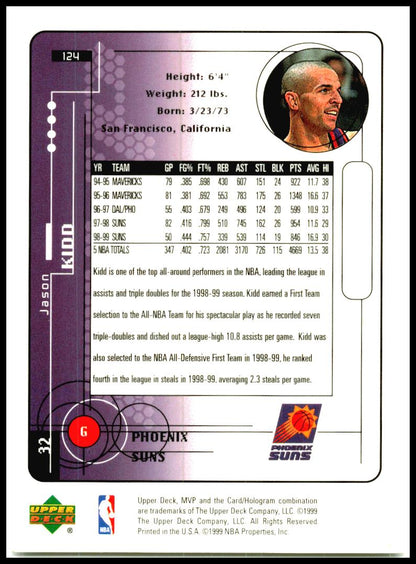 1999-00 Upper Deck MVP #124 Jason Kidd Phoenix Suns