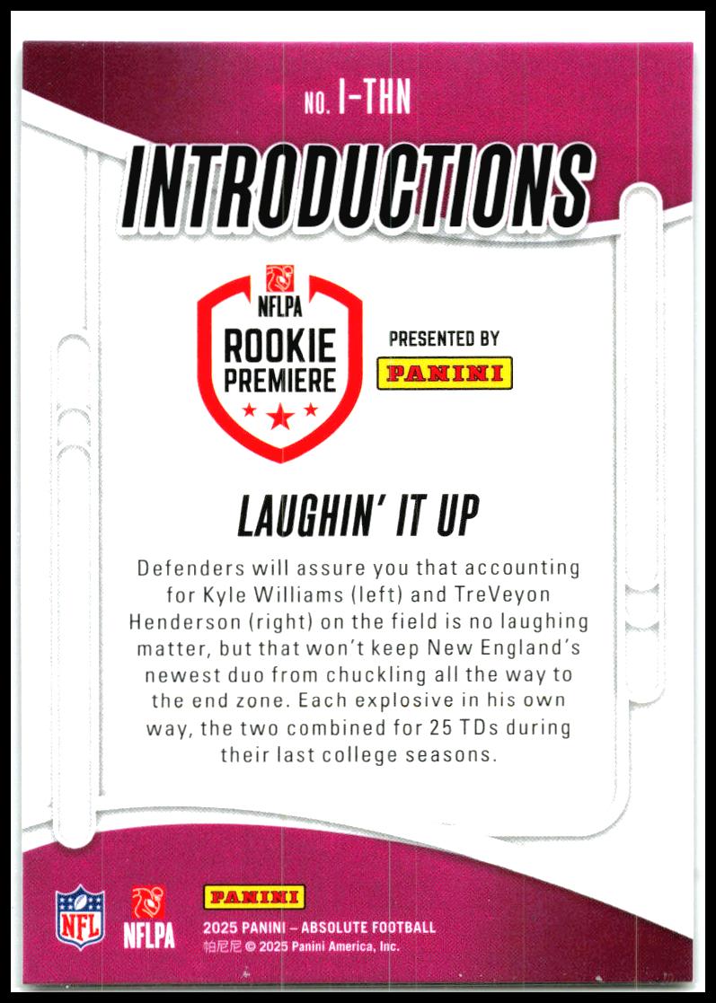 2025 Panini Absolute Introductions #I-THN Laughin' It Up New England Patriots