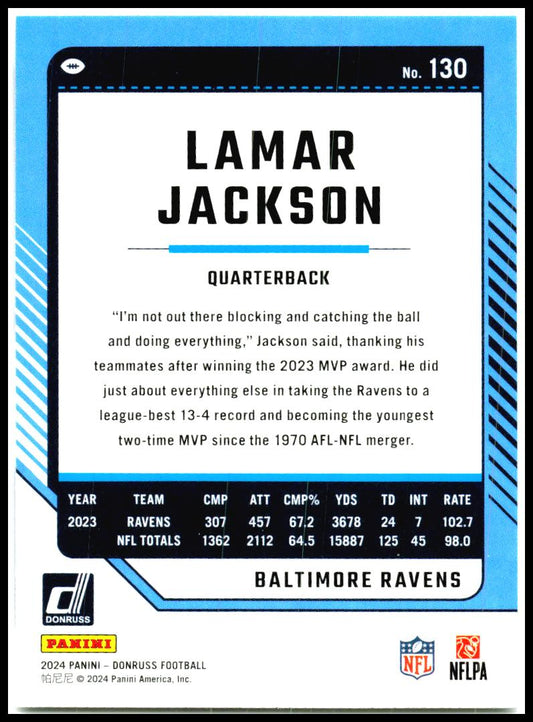 2024 Donruss #130 Lamar Jackson Baltimore Ravens