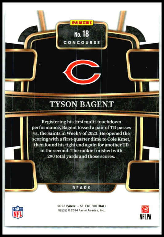 2023 Panini Select #18 Tyson Bagent Rookie Chicago Bears
