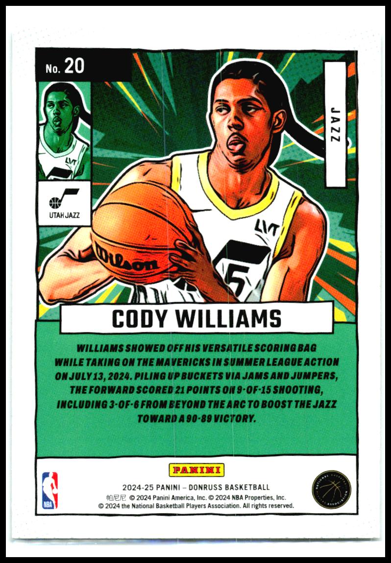 2024-25 Donruss Net Marvels Diamond #20 Cody Williams Utah Jazz