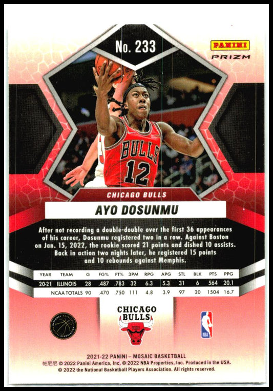 2021-22 Panini Mosaic Green #233 Ayo Dosunmu Rookie Chicago Bulls