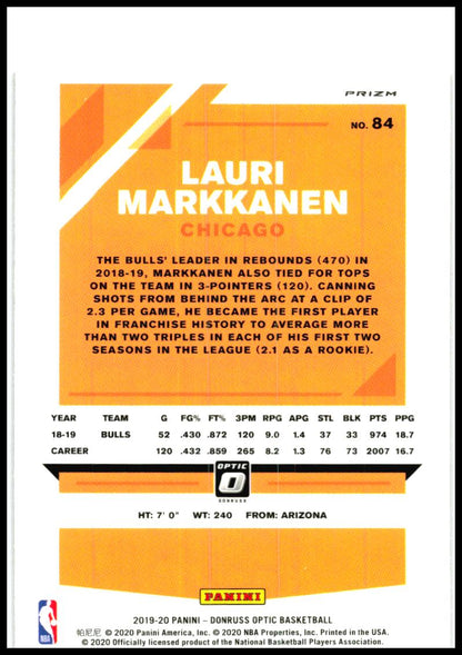 2019-20 Donruss Optic Red Wave #84 Lauri Markkanen Chicago Bulls