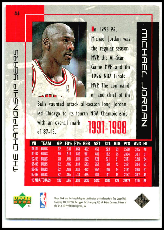1999 Upper Deck Michael Jordan Career Collection #44 Michael Jordan Bulls