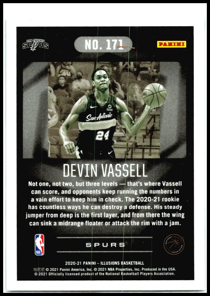 2020-21 Panini Illusions #171 Devin Vassell Rookie San Antonio Spurs