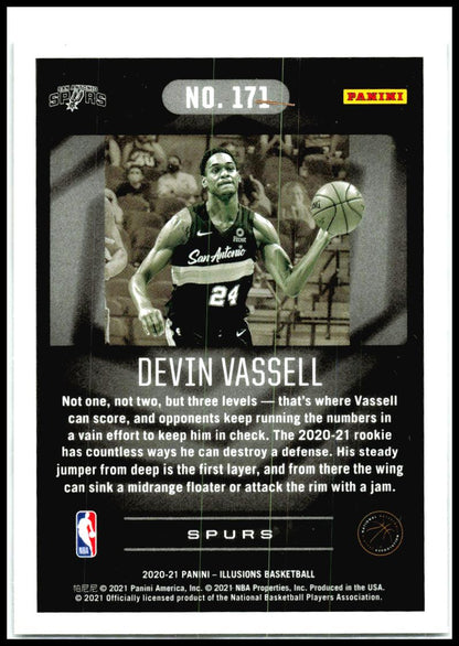 2020-21 Panini Illusions #171 Devin Vassell Rookie San Antonio Spurs