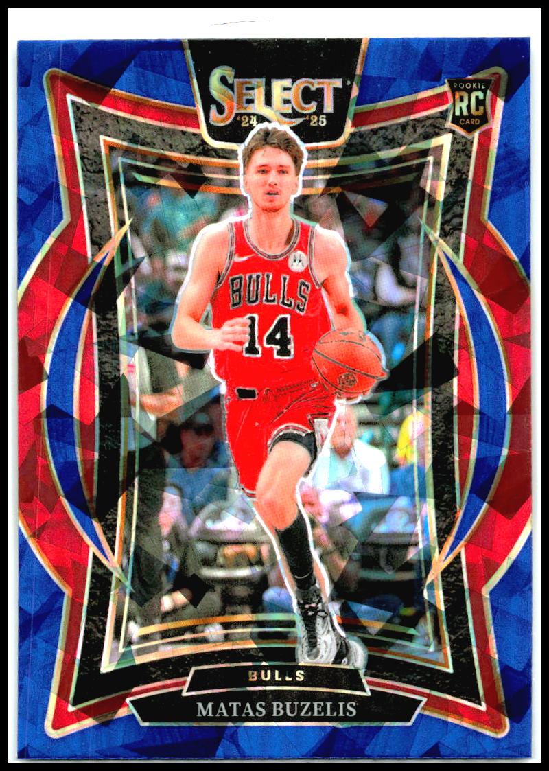 2024-25 Panini Select Blue Cracked Ice Prizm #70 Matas Buzelis Rookie Bulls