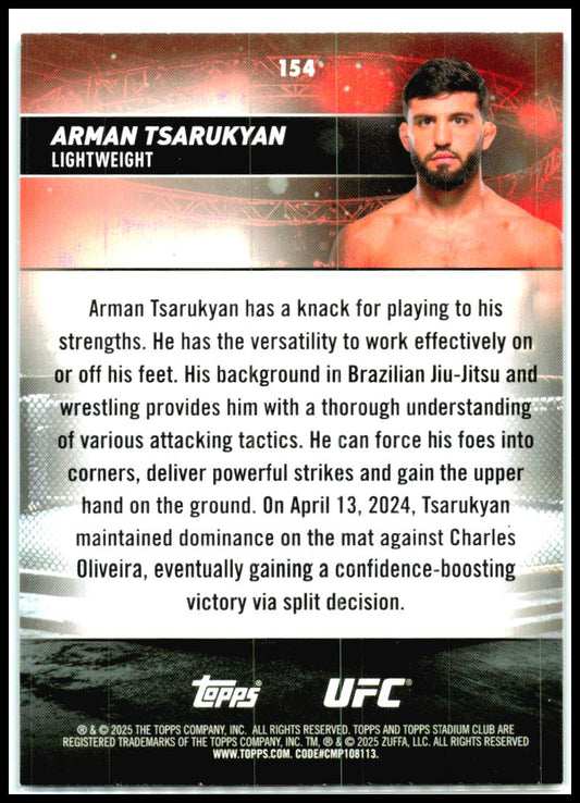 2025 Stadium Club UFC Teal Foil #154 Arman Tsarukyan