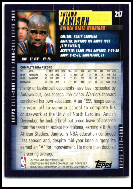 2000-01 Topps #217 Antawn Jamison Golden State Warriors