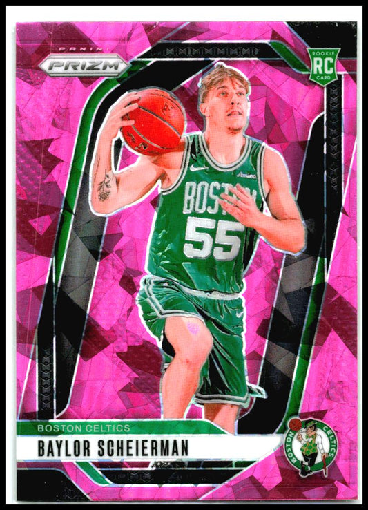 2024-25 Panini Prizm Prizms Pink Ice #236 Baylor Scheierman Boston Celtics