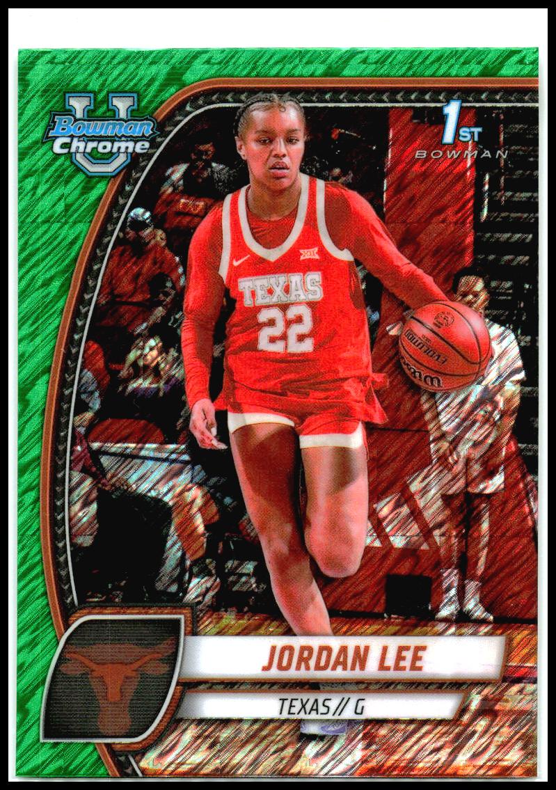 2024-25 Bowman University Chrome Green Shimmer Refractor #34 Jordan Lee Texas