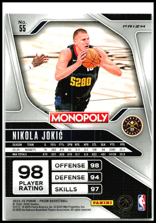 2024-25 Prizm Monoply Red Wave #55 Nilola Jokic