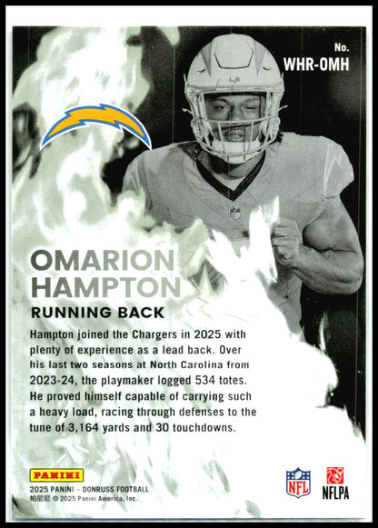 2025 Donruss White Hot Rookies #WHR-OMH Omarion Hampton Los Angeles Chargers