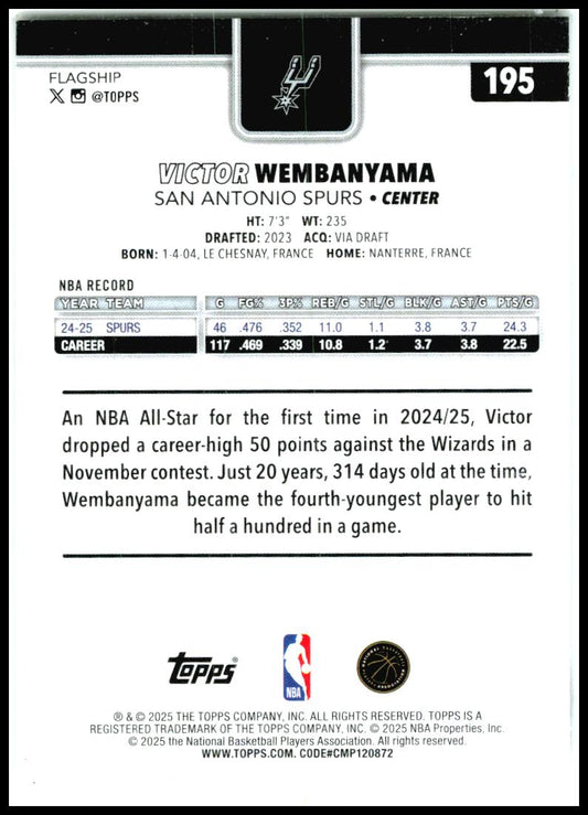 2025-26 Topps #195 Victor Wembanyama San Antonio Spurs