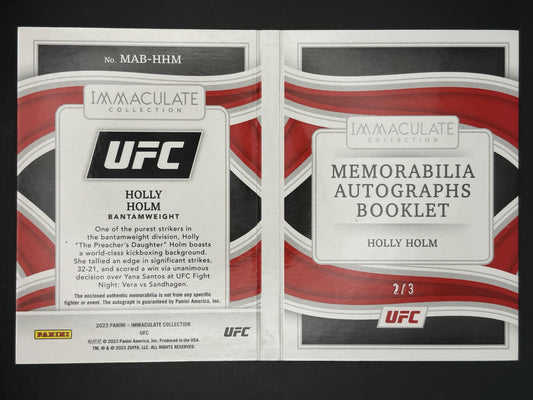 2023 Immaculate Relic Auto Booklet /3 #MAB-HHM Holly Holm