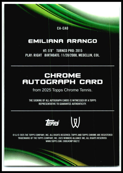 2025 Topps Chrome Chrome Autographs #CA-EAO Emiliana Arango Auto