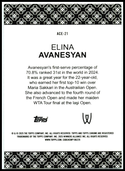2025 Topps Chrome Aces #ACE-21 Elina Avanesyan