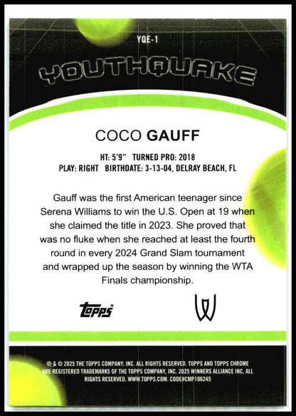 2025 Topps Chrome Youthquake #YQE-1 Coco Gauff