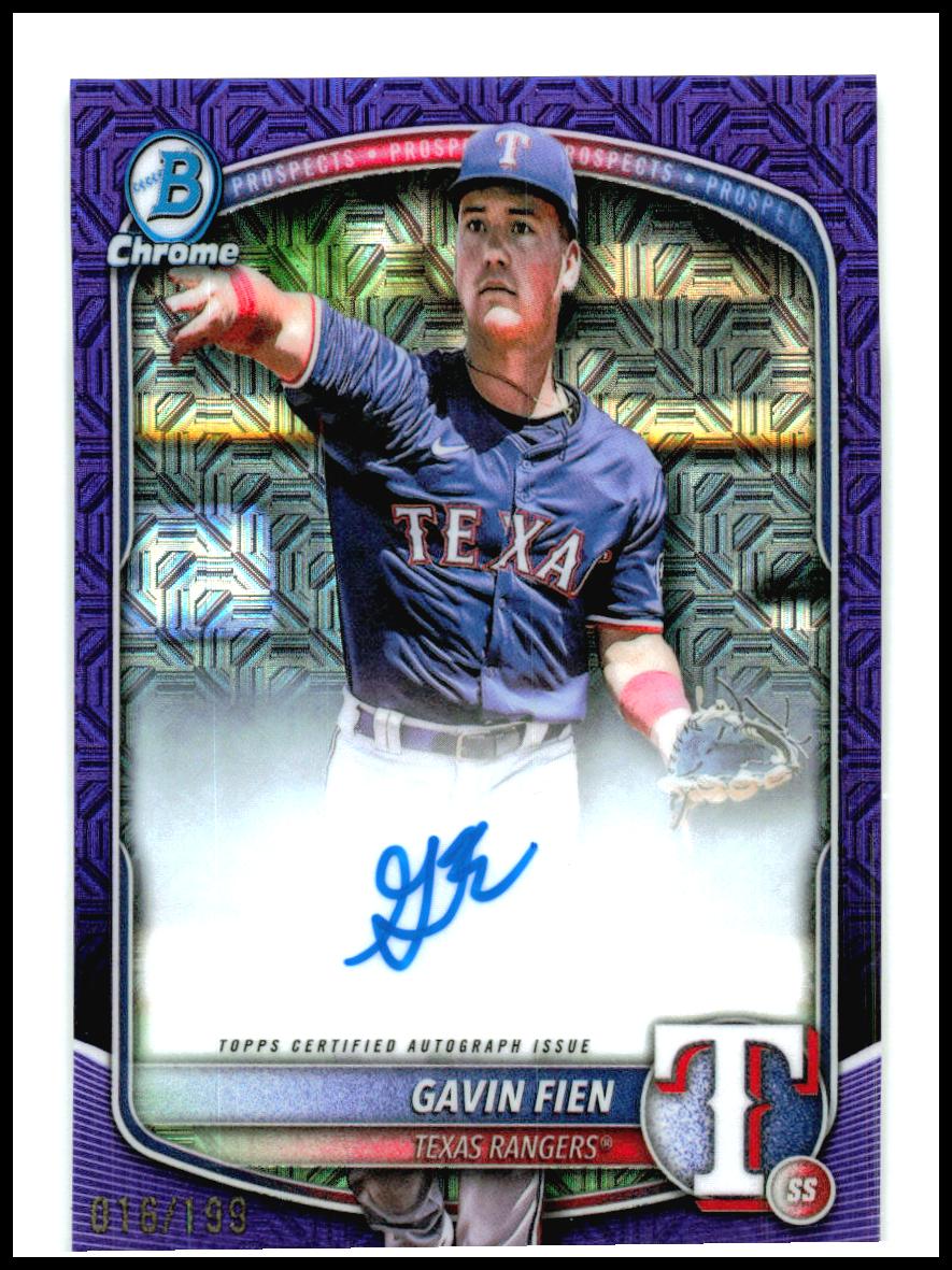 2025 Bowman Chrome Auto Purple Mojo /199 #BMA-GF Gavin Fien Auto Texas