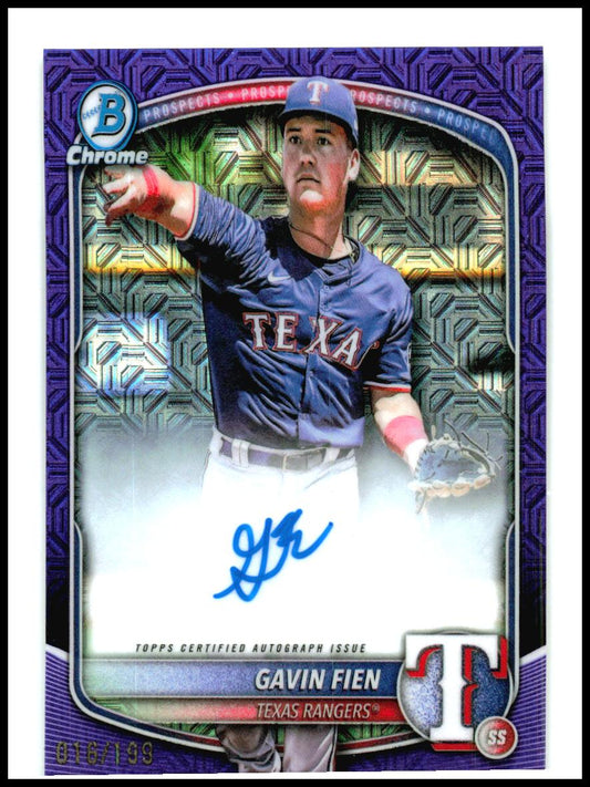 2025 Bowman Chrome Auto Purple Mojo /199 #BMA-GF Gavin Fien Auto Texas