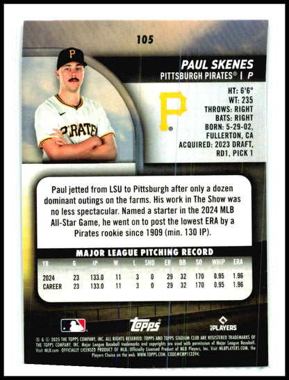 2025 stadium club #105 Paul Skenes