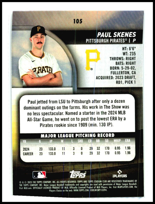 2025 stadium club #105 Paul Skenes