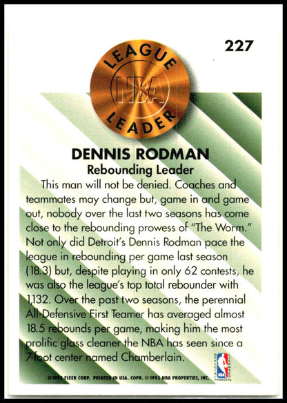 1993-94 Fleer #227 Dennis Rodman Detroit Pistons