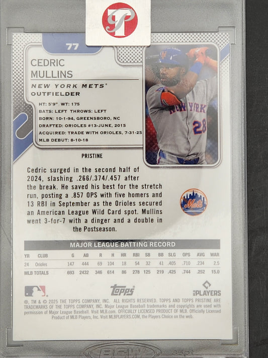 2025 Topps Pristine Pristine Gold Refractor #77 Cedric Mullins Mets
