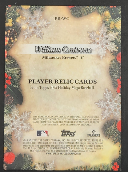 2025 Topps Holiday Player Relics Blue Metallic #PR-WC William Contreras Brewers