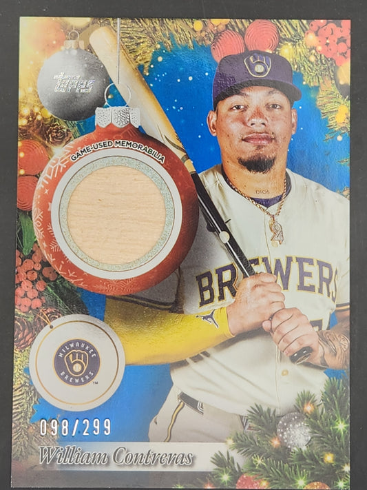 2025 Topps Holiday Player Relics Blue Metallic #PR-WC William Contreras Brewers