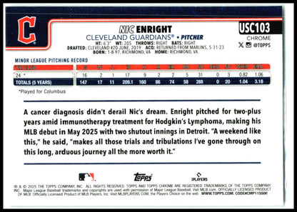 2025 Topps Chrome Update Sepia Refractors #USC103 Nic Enright Rookie Cleveland