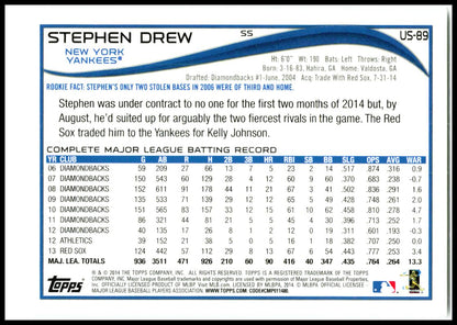 2014 Topps Update #US-89 Stephen Drew New York Yankees