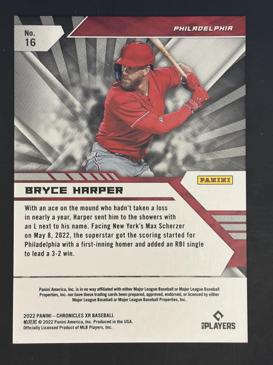 2022 Panini Chronicles XR #16 Bryce Harper Philadelphia Phillies