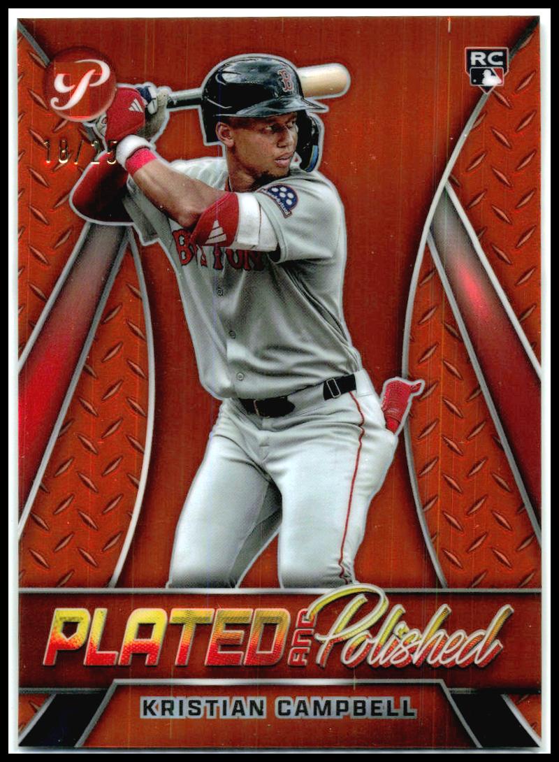 2025 Topps Pristine Plated & Polished Orange /25 #PP-12 Kristian Campbell Rookie