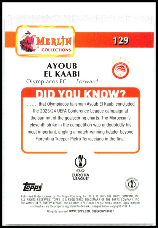 2024-25 Merlin UEFA Club Competitions #129 Ayoub El Kaabi Olympiacos