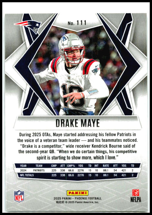 2025 Panini Phoenix Silver Pyramids Prizm #111 Drake Maye New England Patriots