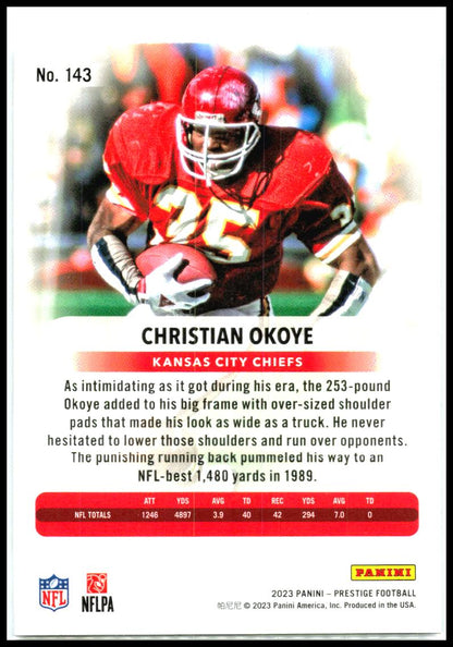 2023 Panini Prestige Xtra Points Diamond #143 Christian Okoye Kansas City Chiefs