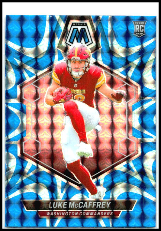2024 Panini Mosaic Mosaic Reactive Blue #376 Luke McCaffrey Washington
