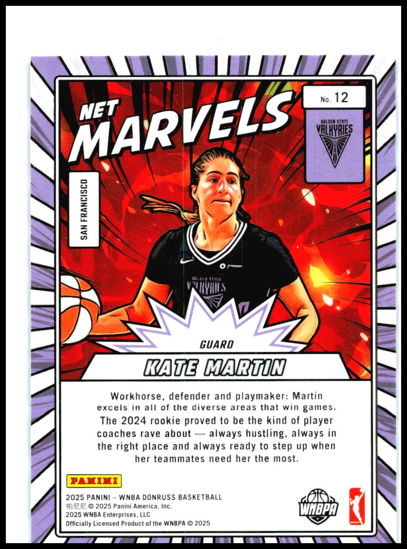 2025 Donruss WNBA Net Marvels Press Proof #12 Kate Martin Golden State Valkyries