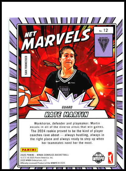 2025 Donruss WNBA Net Marvels Press Proof #12 Kate Martin Golden State Valkyries