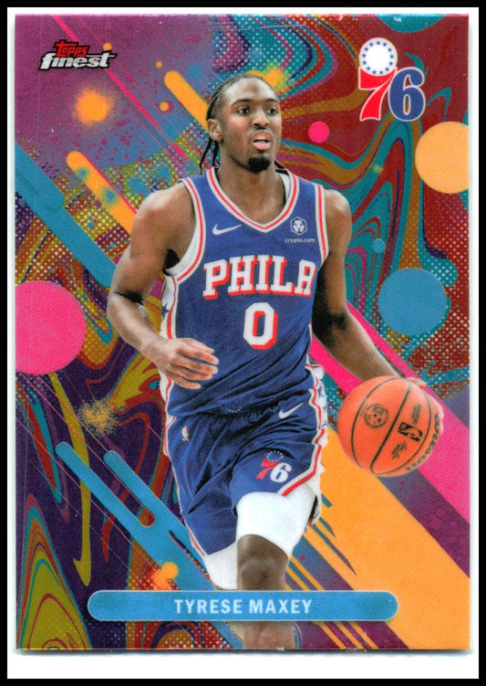 2025-26 Finest Oil Spill Refractor #29 Tyrese Maxey Philadelphia 76ers