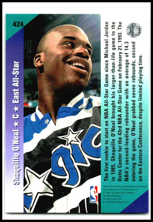 1992-93 Upper Deck #424 Shaquille O'Neal Orlando Magic