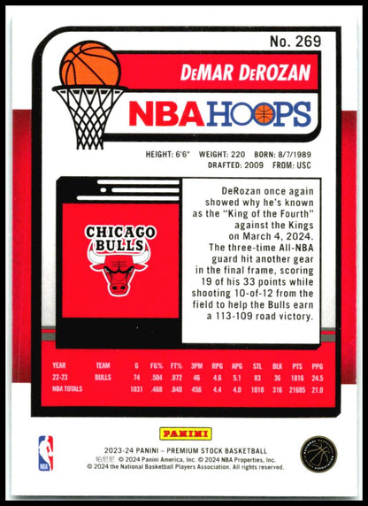 2023-24 Hoops Premium Stock #269 DeMar DeRozan Chicago Bulls