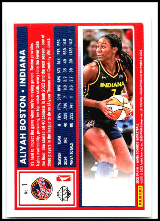 2025 Donruss WNBA Holo #1 Aliyah Boston Indiana Fever